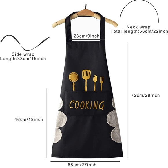 DILLMAN Women Kitchen Apron with Hand Wipe Pockets - Picture 2 of 4